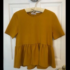 Zara Mustard Peplum Top—Small